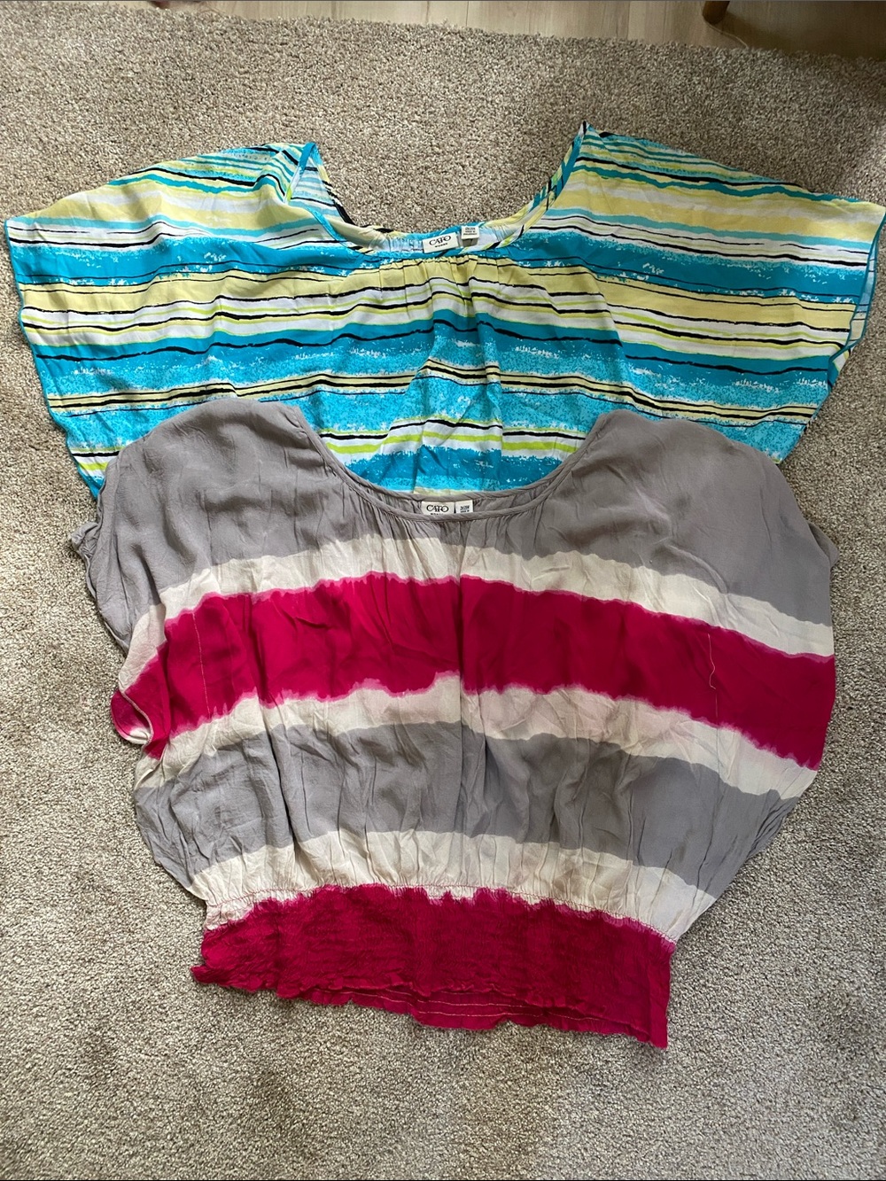 Lot of 2 Plus sz 26/28W Cato Multicolored flowy Casual Summer Top Boho Lagenlook